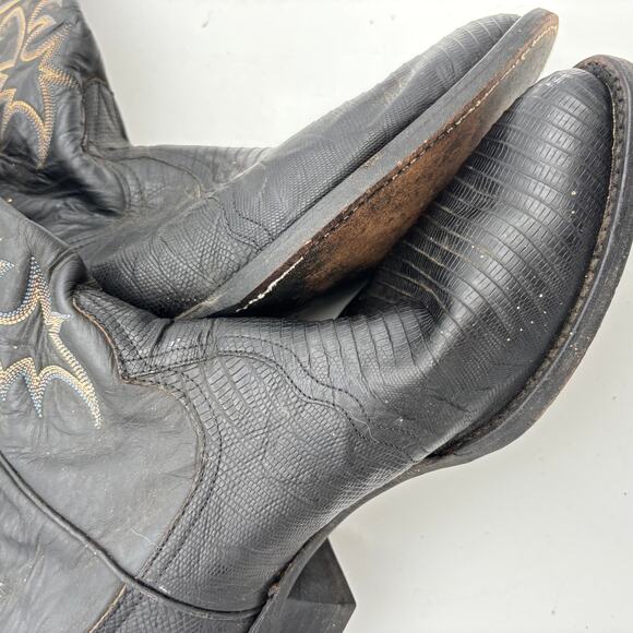 Vintage 80s Larry Mahan Cowboy Boots Western Exotic Lizard Men\'s 10 D main image 10